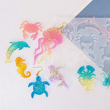 Sea Animal Ocean Theme DIY Pendant Silhouette Silicone Molds DIY-G102-01C-1