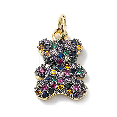 Rack Plating Brass Micro Pave Cubic Zirconia Charms KK-H443-06G-03-1