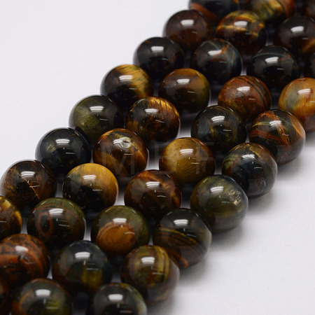 Natural Yellow Blue Tiger Eye Bead Strands X-G-P230-07-6mm-1