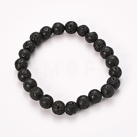 Natural Lava Rock Beaded Stretch Bracelets BJEW-Q692-60-8mm-1