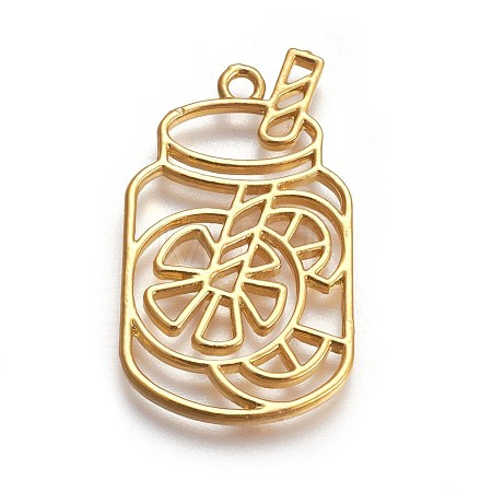 Zinc Alloy Open Back Bezel Pendants PALLOY-WH0039-05G-B-1