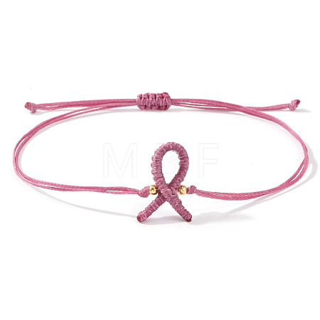 Handmade Woven Awareness Ribbon Adjustable Polyester Cord Bracelets CV8348-2-1