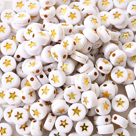 White Opaque Acrylic Beads PACR-YW0001-04A-1
