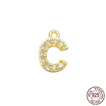 Real 18K Gold Plated 925 Sterling Silver Micro Pave Clear Cubic Zirconia Charms STER-P054-10G-C-1