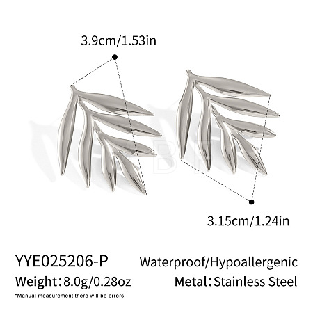 Stainless Steel Leaf Stud Earrings IZ3075-2-1