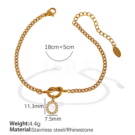 304 Stainless Steel Micro Pave Clear Cubic Zirconia Charm Bracelets WG4D47F-16-1