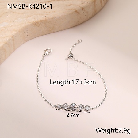 304 Stainless Steel Pave Cubic Zirconia Link Bracelets WGE95FE-04-1
