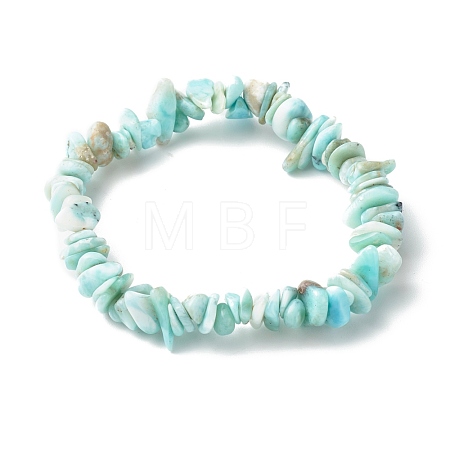 Natural Larimar Chip Beads Stretch Bracelets for Children BJEW-JB06389-02-1