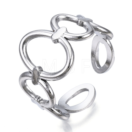 Non-Tarnish 304 Stainless Steel Oval Open Cuff Ring RJEW-N040-08-1