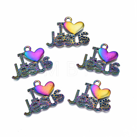 Rainbow Color Alloy Pendant Rhinestone Settings PALLOY-N163-120-NR-1