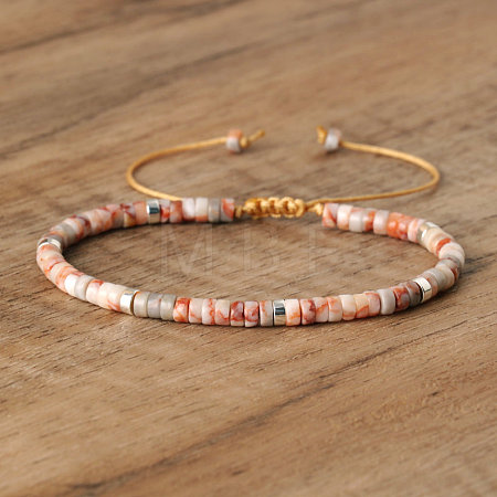 Natural Picasso Jasper Beaded Braided Bracelets QH4784-30-1