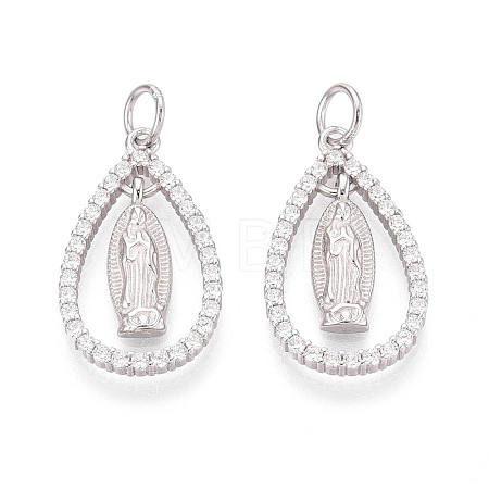 925 Sterling Silver Micro Pave Clear Cubic Zirconia Religion Pendants STER-N016-107P-1