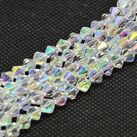Imitate Austrian Crystal Electroplate Bicone Glass Bead Strands LS-GLAA-F029-6x6mm-A01-1