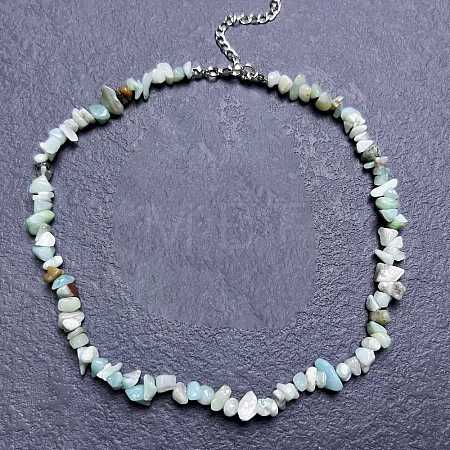Natural Flower Amazonite Chip Beaded Necklaces for Women IW6789-27-1
