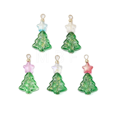 Star Transparent Glass Charms PALLOY-JF02751-1
