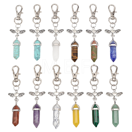 1 Set Double Terminated Natural Gemstone Bullet Pendant Decorations HJEW-CA0001-51-1