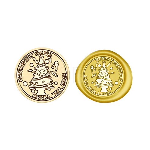 Christmas Series Wax Seal Brass Stamp Head AJEW-Z031-04G-01-1