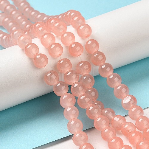 Baking Painted Imitation Jade Glass Round Bead Strands DGLA-Q021-8mm-03-1