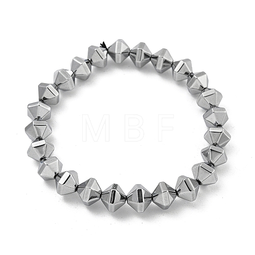 Rhombus Electroplated Synthetic Non-magnetic Hematite Beaded Stretch Bracelets for Women Men BJEW-K242-02-1