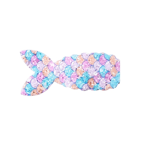 Fish Scale Shiny Cloth Snap Hair Clips PW-WG87473-05-1