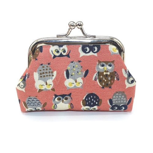 Owl Printed Cloth Kiss Lock Wallets PW-WG6E7CE-01-1