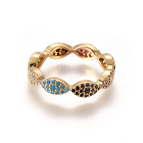 Brass Micro Pave Cubic Zirconia Finger Rings RJEW-L086-05G-1