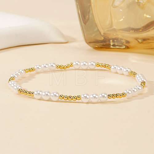 Fashionable Brass & Imitation Pearl Stretch Bracelets MT0601-1