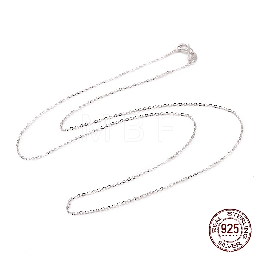 Rhodium Plated 925 Sterling Silver Cable Chains Necklace for Women STER-I021-08A-P-1
