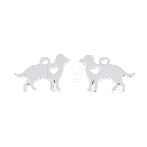 Non-Tarnish 304 Stainless Steel Puppy Silhouette Charms STAS-Q201-T086-1