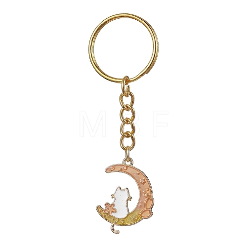 Moon with Rabbit Alloy Enamel Pendant Keychain KEYC-JKC00623-05-1