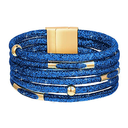 Imitation PU Leather Cord Multi-strand Bracelets for Women Girl WG4D46A-12-1