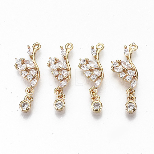 Brass Micro Pave Cubic Zirconia Pendants KK-S359-071-RS-1