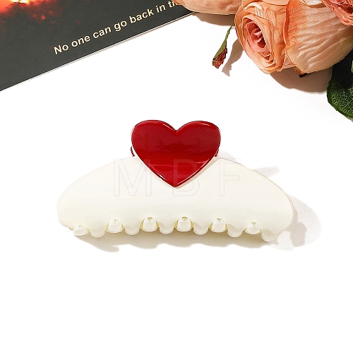 Heart Plastic Claw Hair Clips PW-WG64998-08-1