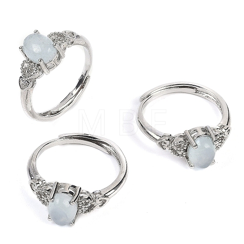 Oval Natural Aquamarine Adjustable Rings RJEW-Q819-01P-06-1